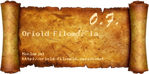 Oriold Filoméla névjegykártya